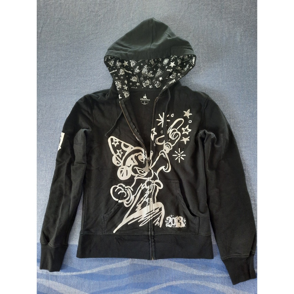 Disney Parks Sorcerer Mickey Mouse 2013 Believe In Magic Zip Hoodie Black Medium